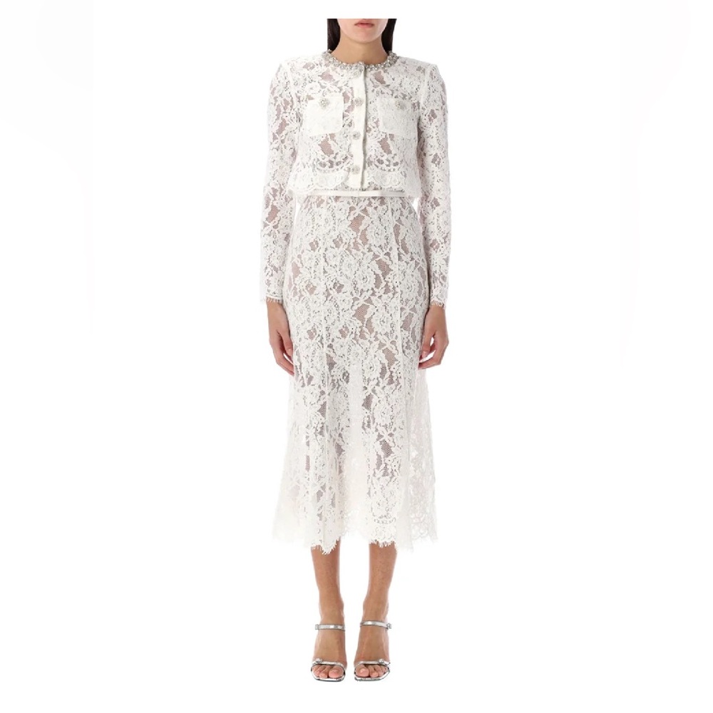 Self Portrait White Lace Embellished Dress - Picture 2 of 3